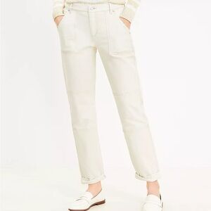 Loft Girlfriend Utility Jeans Off White (popcorn) Sz 2 New Without Tags 🌞🌞